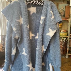 OSFM Hooded, over-sized, lg pockets, White star on blue design ⭐️⭐️ Cozy Jacket!